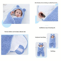 OM FRIDAYS Newborn Baby Bear Winter Swaddle: Sleeping Bag for 24/7 Cuddles and Soft Nap Mat