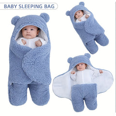 OM FRIDAYS Newborn Baby Bear Winter Swaddle: Sleeping Bag for 24/7 Cuddles and Soft Nap Mat