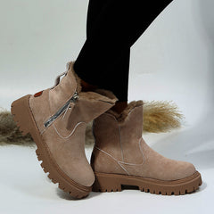 OM FRIDAYS Fashionista Snow Boots - Plush, Non-slip, Foldable Suede Boots for Women